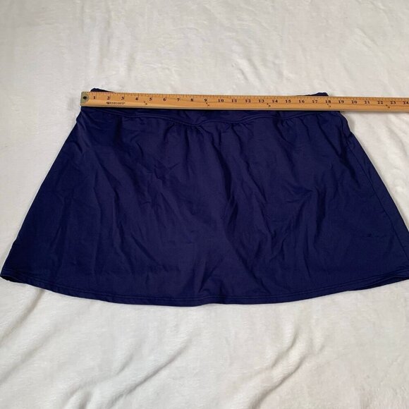 Lands' End blue pull on elastic waist bikini bottom skort shorts with skirt - Picture 4 of 7